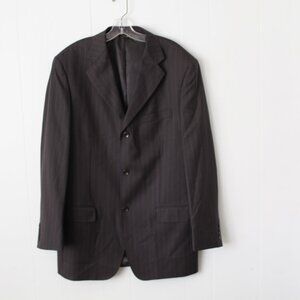 Veronesi Collection Italy Black Fine Wool Pin Stripe 3 Botton 42 L Jacket Men's
